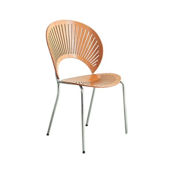 Scandinavian Style Open Back Dining Side Chair with Metal Legs Armless Side Chairs for Home