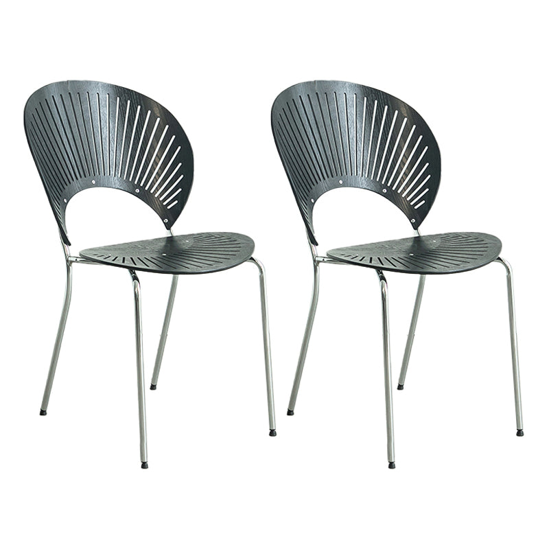 Scandinavian Style Open Back Dining Side Chair with Metal Legs Armless Side Chairs for Home
