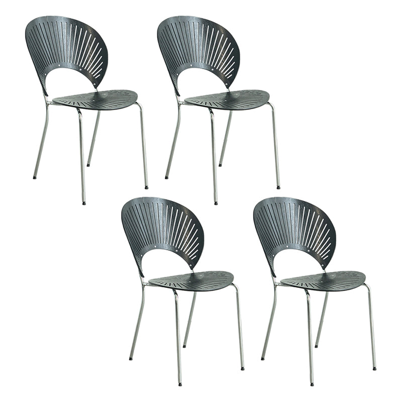 Scandinavian Style Open Back Dining Side Chair with Metal Legs Armless Side Chairs for Home