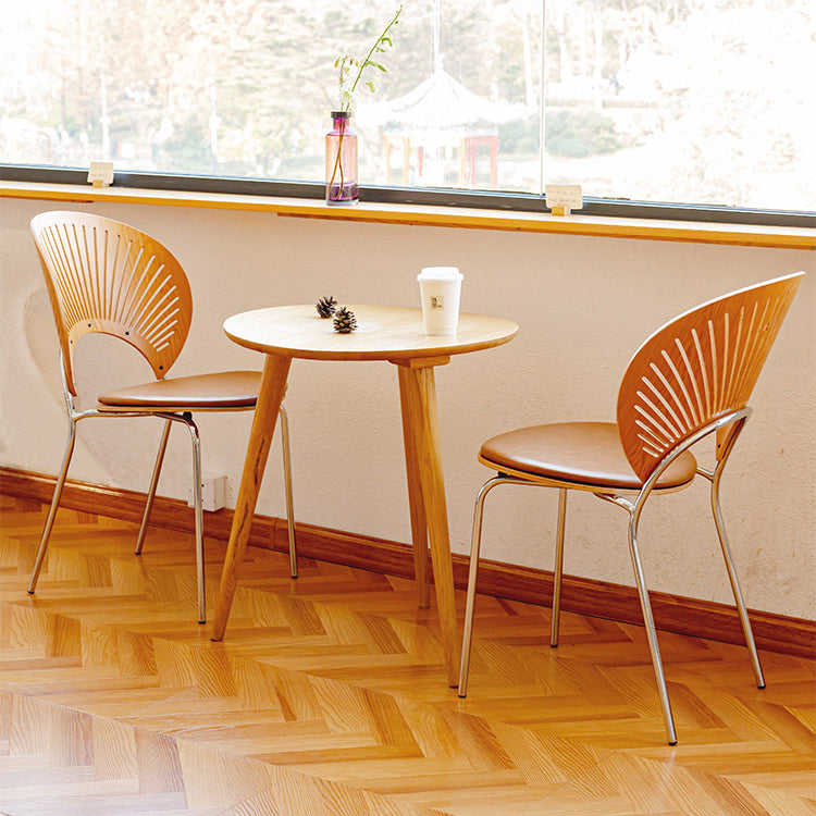 Scandinavian Style Open Back Dining Side Chair with Metal Legs Armless Side Chairs for Home