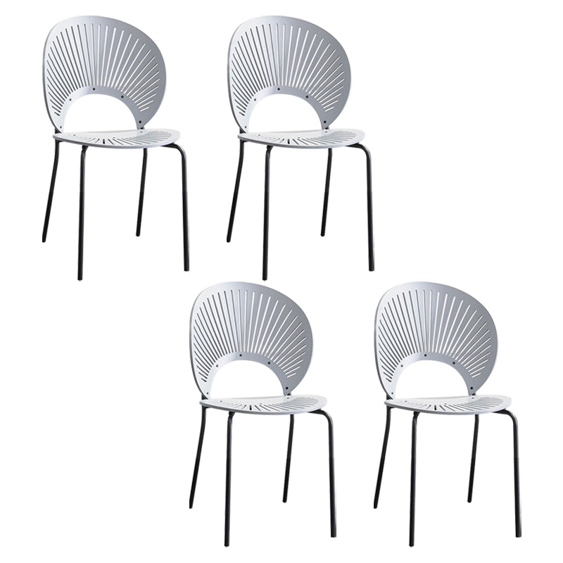 Scandinavian Style Open Back Dining Side Chair with Metal Legs Armless Side Chairs for Home