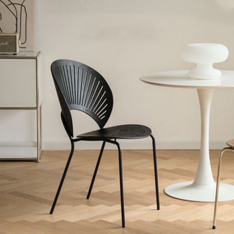Scandinavian Style Open Back Dining Side Chair with Metal Legs Armless Side Chairs for Home