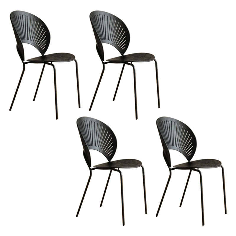 Scandinavian Style Open Back Dining Side Chair with Metal Legs Armless Side Chairs for Home