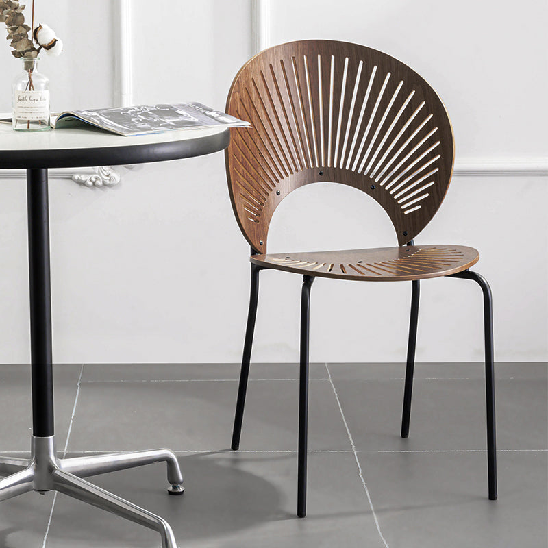 Scandinavian Style Open Back Dining Side Chair with Metal Legs Armless Side Chairs for Home