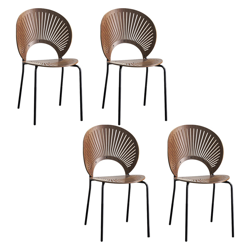 Scandinavian Style Open Back Dining Side Chair with Metal Legs Armless Side Chairs for Home