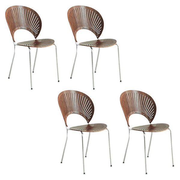 Scandinavian Style Open Back Dining Side Chair with Metal Legs Armless Side Chairs for Home