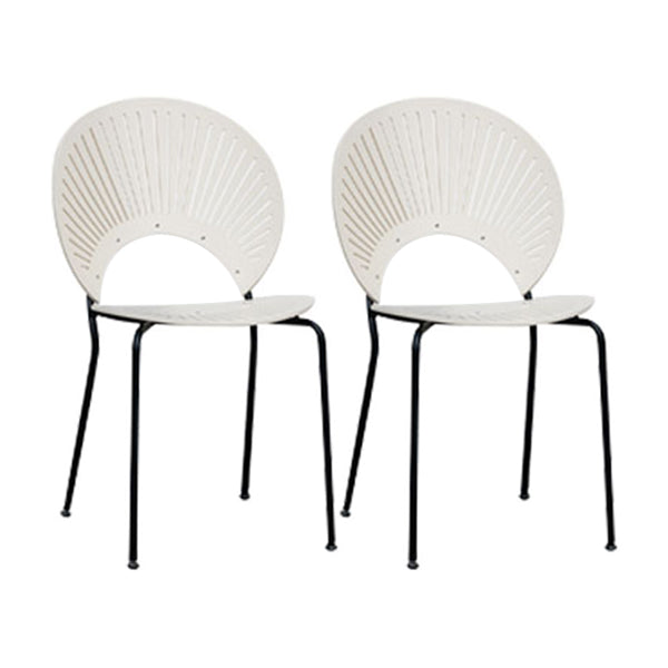 Scandinavian Style Open Back Dining Side Chair with Metal Legs Armless Side Chairs for Home