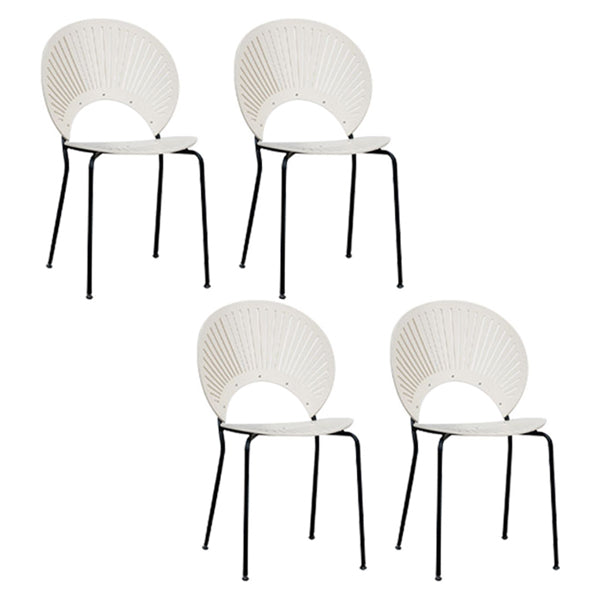Scandinavian Style Open Back Dining Side Chair with Metal Legs Armless Side Chairs for Home