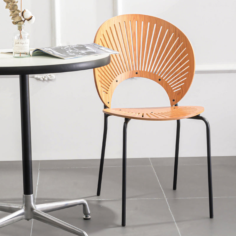 Scandinavian Style Open Back Dining Side Chair with Metal Legs Armless Side Chairs for Home