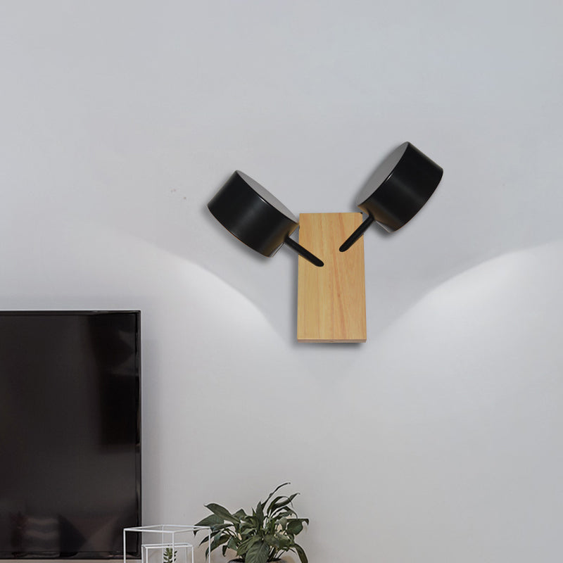 Double tambour Shade Mall Murd Light Contemporary Metal 2 Bulbes Black / White / Blue Wall Lighting Forment pour la cuisine