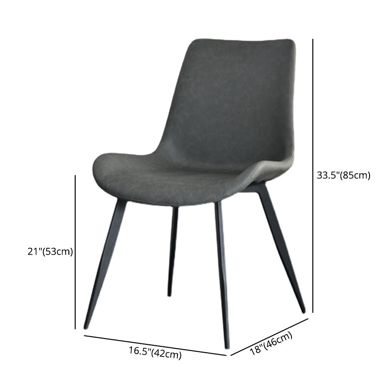 Chaises de salle à manger en simili cuir style contemporain avec 4 pieds finition noire, chaises sans accoudoirs