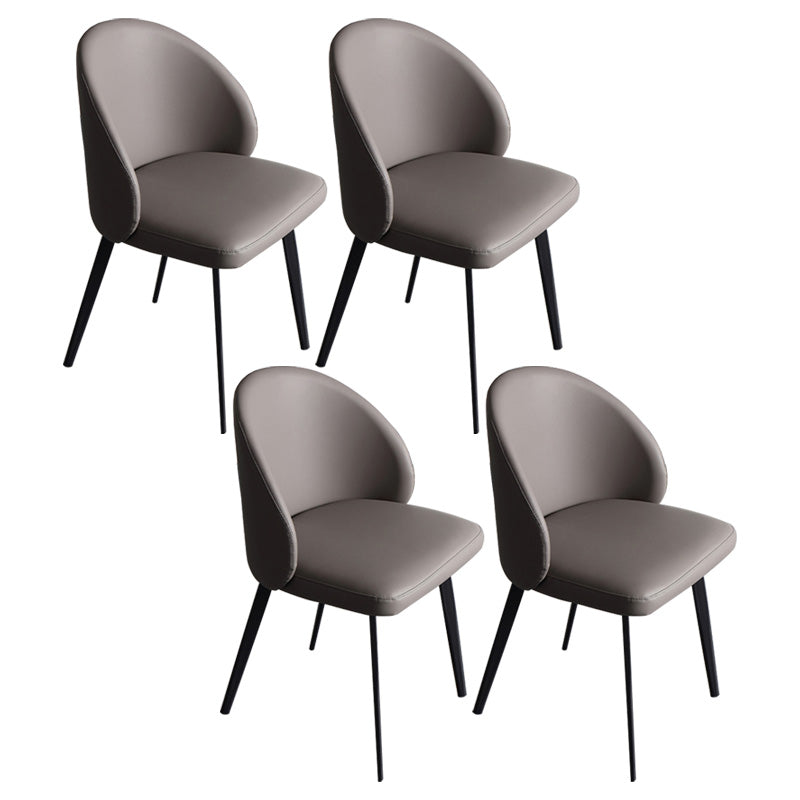 Minimalist Style Faux Leather Side Chair Upholstered Armless Dining Chairs for Home