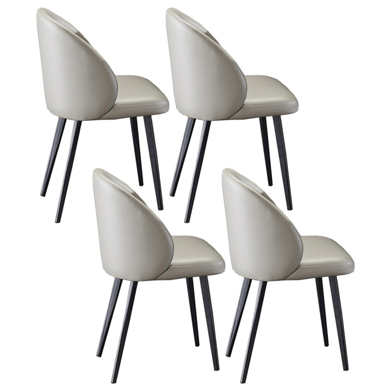 Minimalist Style Faux Leather Side Chair Upholstered Armless Dining Chairs for Home