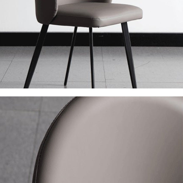 Minimalist Style Faux Leather Side Chair Upholstered Armless Dining Chairs for Home