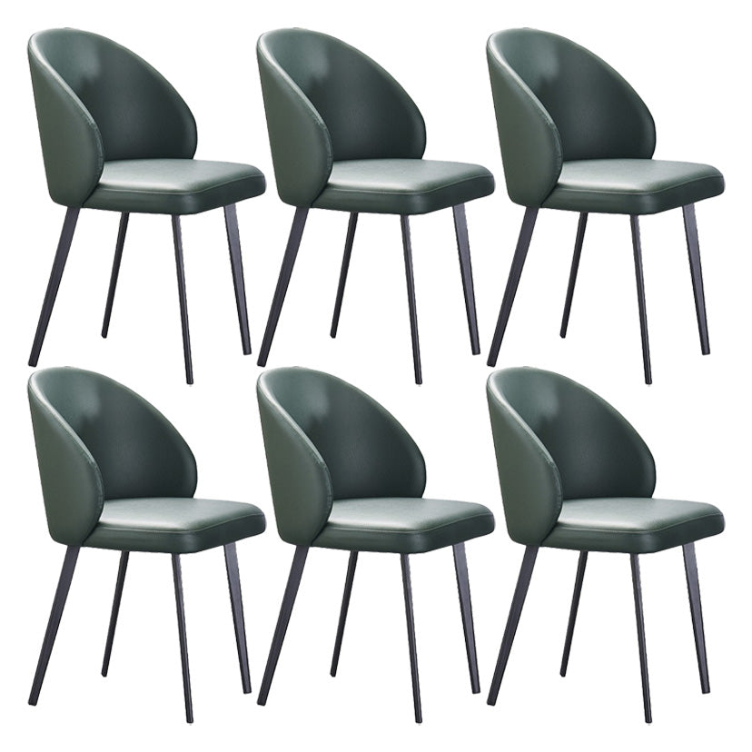 Minimalist Style Faux Leather Side Chair Upholstered Armless Dining Chairs for Home