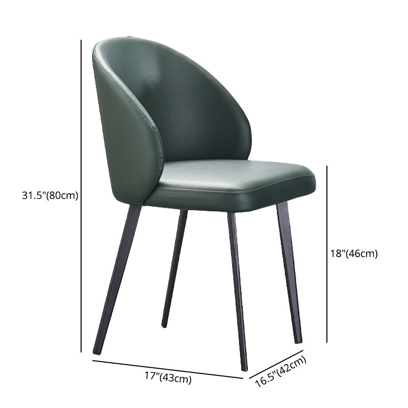 Minimalist Style Faux Leather Side Chair Upholstered Armless Dining Chairs for Home
