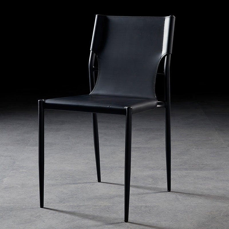 Chaises sans accoudoirs en cuir scandinave, chaises d'appoint pour salle à manger d'intérieur avec pieds en métal