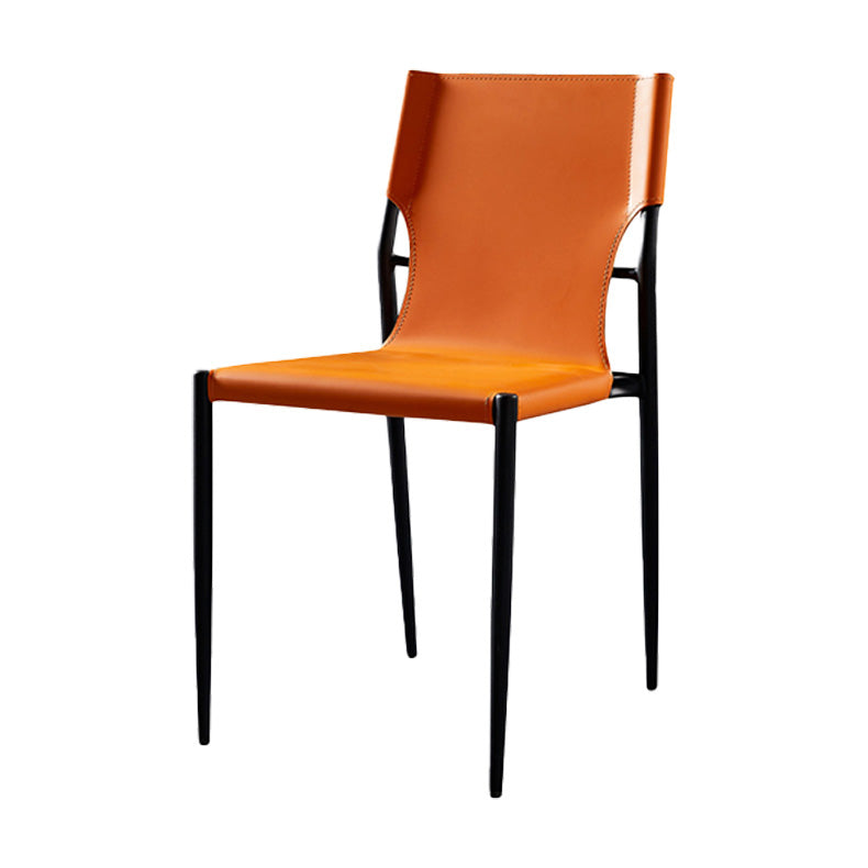Chaises sans accoudoirs en cuir scandinave, chaises d'appoint pour salle à manger d'intérieur avec pieds en métal