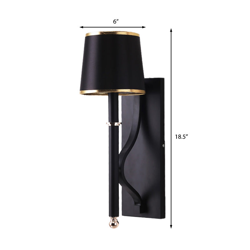 16"/18.5" W Cone Wall Mount Lighting Minimalism Metallic 1 Light Black/Flaxen Wall Sconce Light for Bedroom