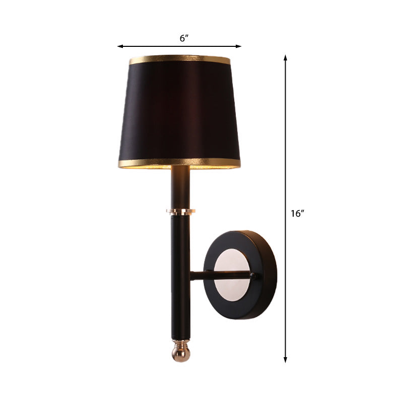 16"/18.5" W Cone Wall Mount Lighting Minimalism Metallic 1 Light Black/Flaxen Wall Sconce Light for Bedroom