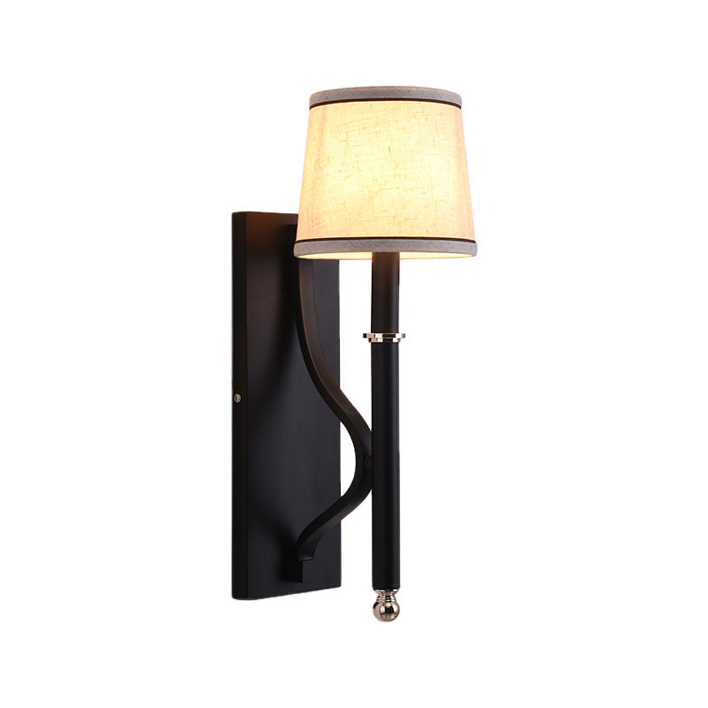 16"/18.5" W Cone Wall Mount Lighting Minimalism Metallic 1 Light Black/Flaxen Wall Sconce Light for Bedroom