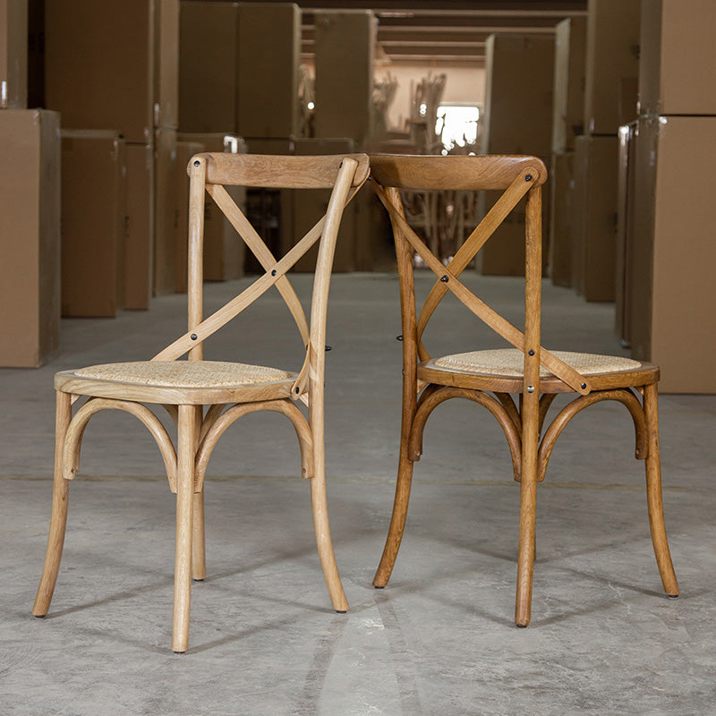 Chaise de salle à manger sans bras de style campagnard en bois courbé de hêtre avec dossier croisé
