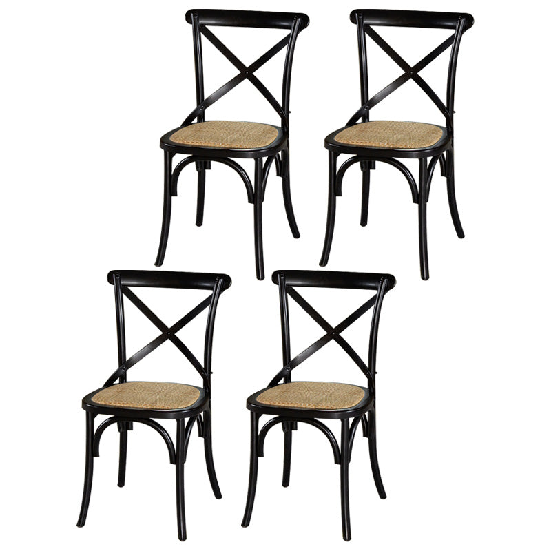 Chaise de salle à manger sans bras de style campagnard en bois courbé de hêtre avec dossier croisé