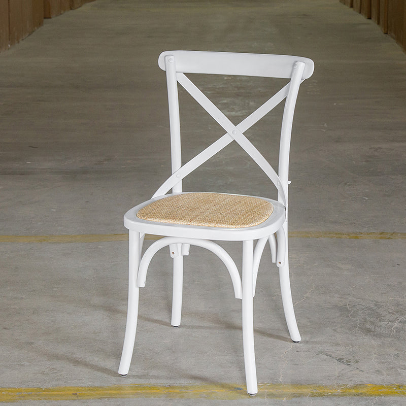 Chaise de salle à manger sans bras de style campagnard en bois courbé de hêtre avec dossier croisé