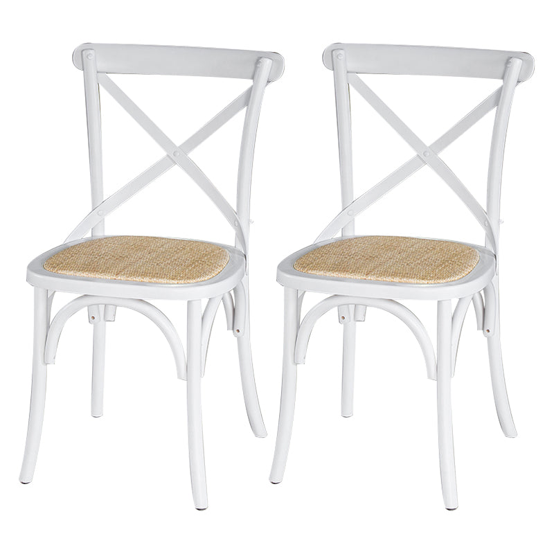Chaise de salle à manger sans bras de style campagnard en bois courbé de hêtre avec dossier croisé