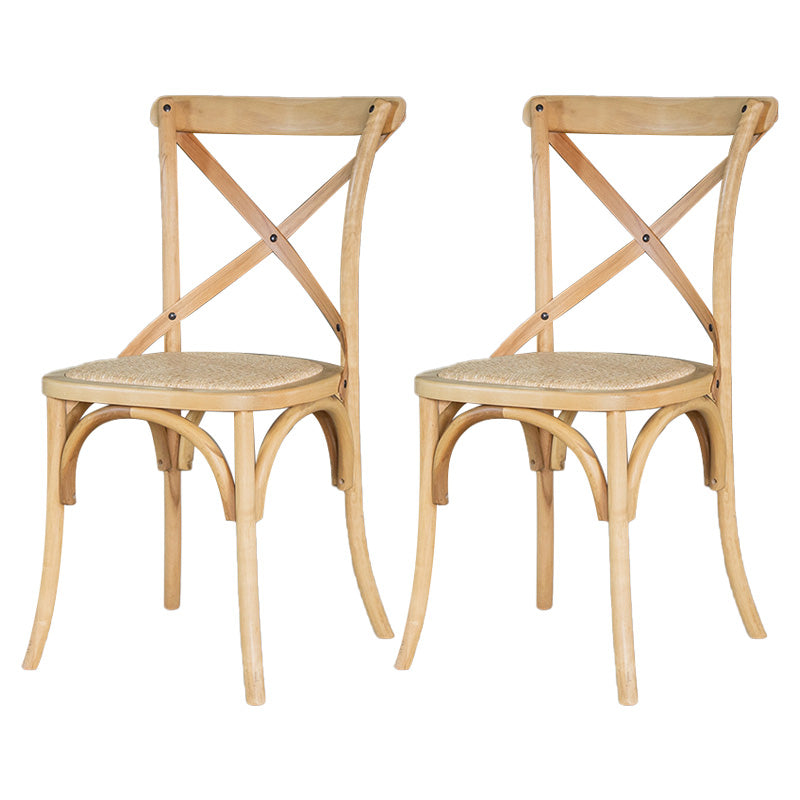 Chaise de salle à manger sans bras de style campagnard en bois courbé de hêtre avec dossier croisé