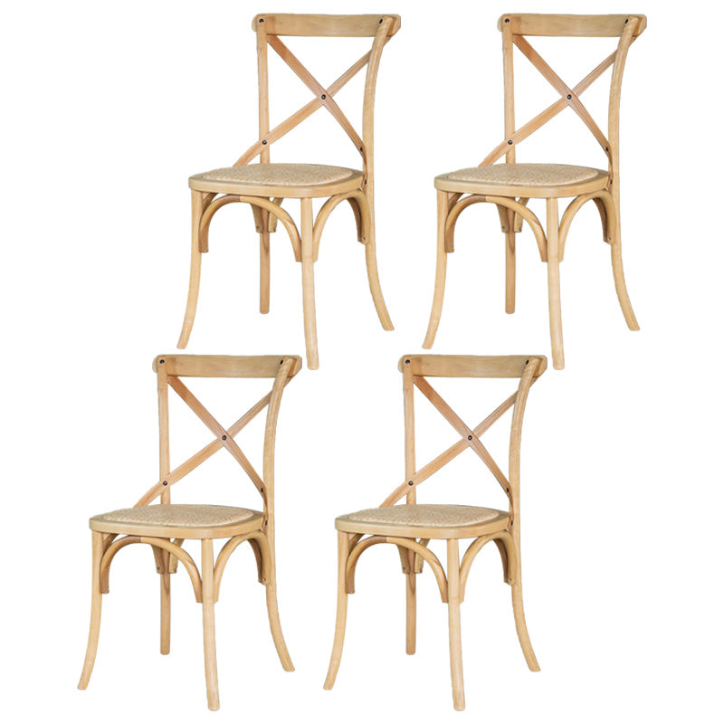 Chaise de salle à manger sans bras de style campagnard en bois courbé de hêtre avec dossier croisé