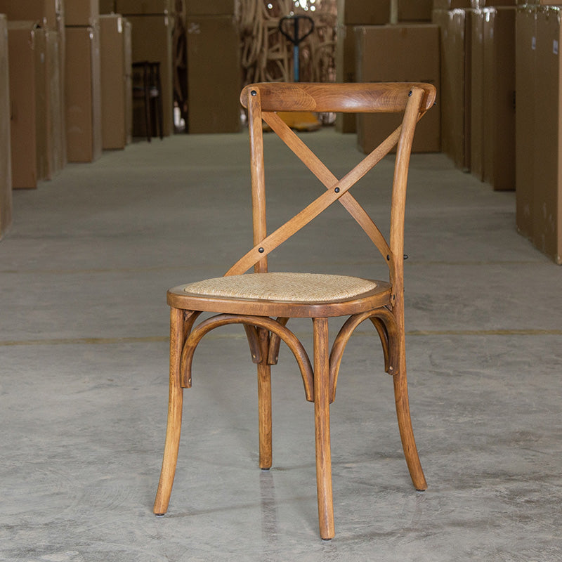 Chaise de salle à manger sans bras de style campagnard en bois courbé de hêtre avec dossier croisé