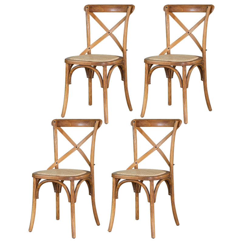 Chaise de salle à manger sans bras de style campagnard en bois courbé de hêtre avec dossier croisé