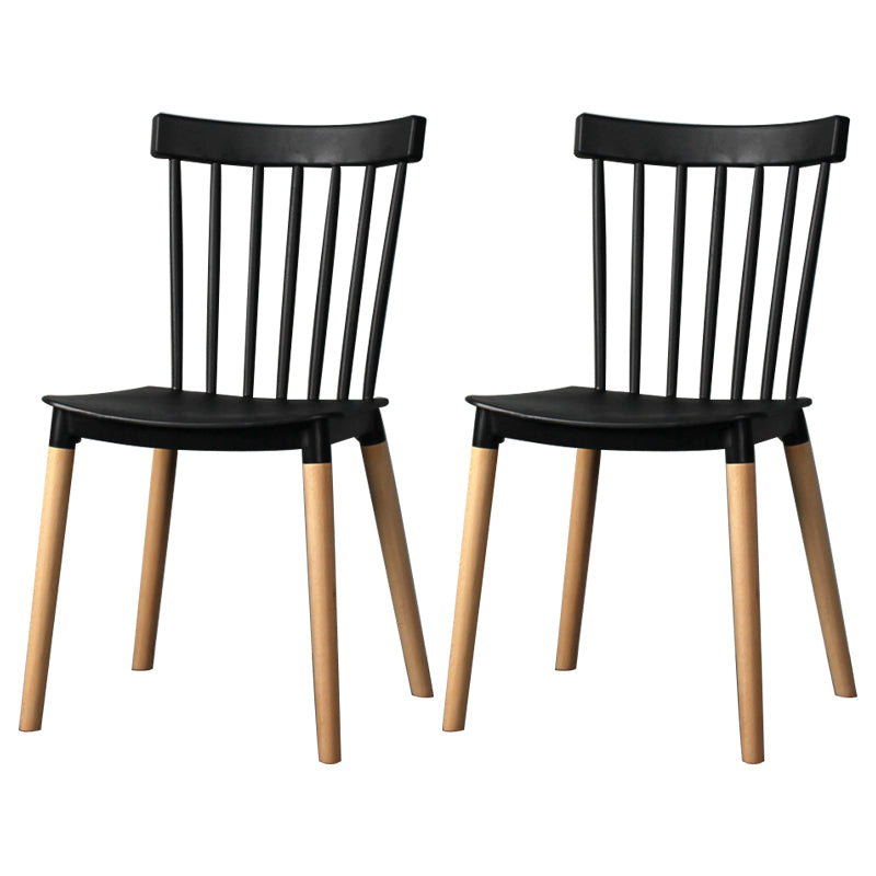 Contemporary Style Dining Room Chair Slat Back Stackable Side Chair for Kitchen