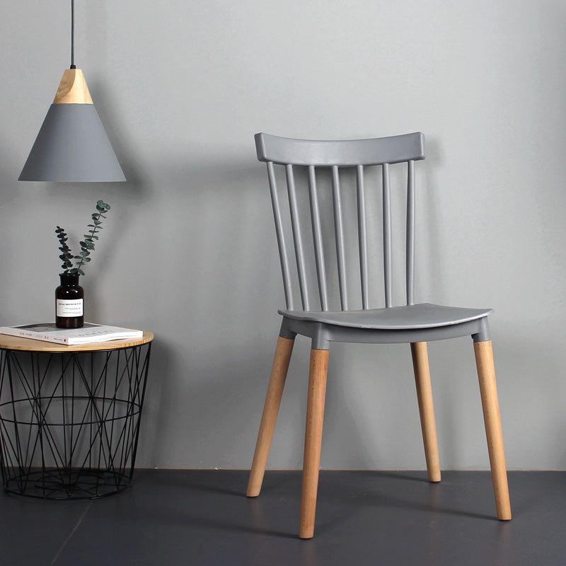 Contemporary Style Dining Room Chair Slat Back Stackable Side Chair for Kitchen