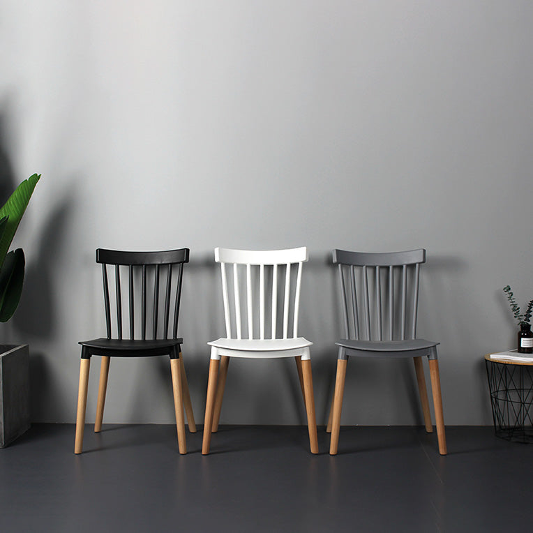 Contemporary Style Dining Room Chair Slat Back Stackable Side Chair for Kitchen