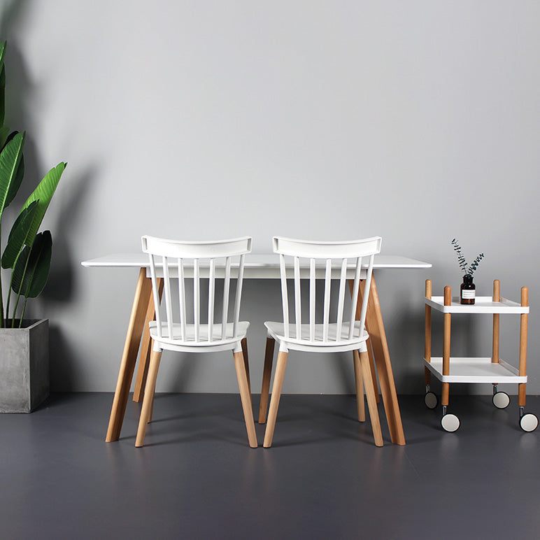 Contemporary Style Dining Room Chair Slat Back Stackable Side Chair for Kitchen