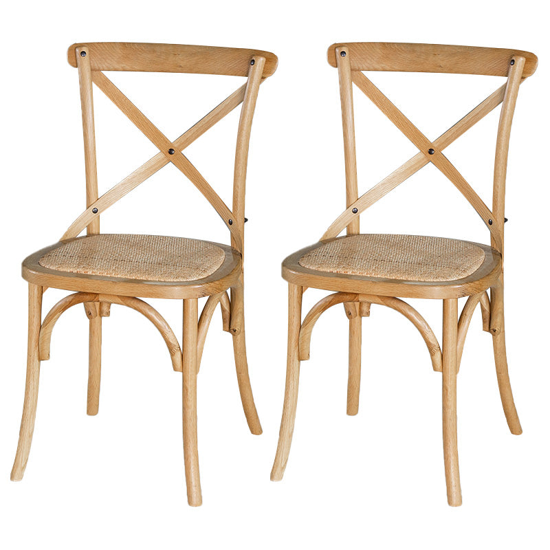 Chaises de salle à manger sans bras en hêtre à dossier croisé en bois courbé de style campagnard