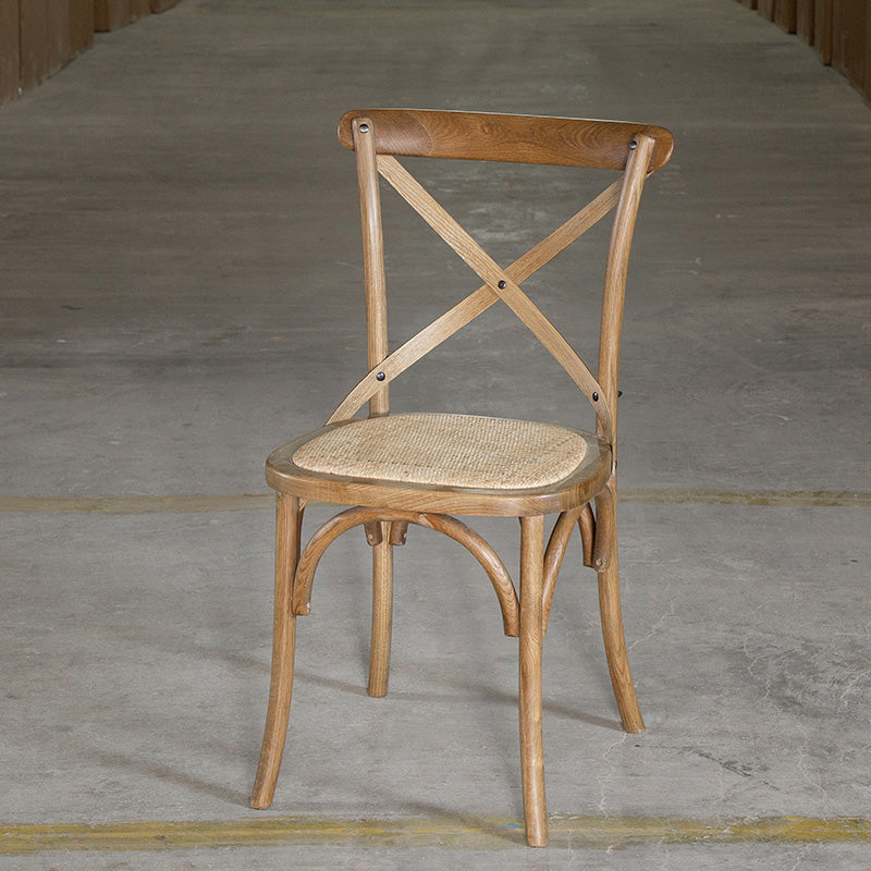Chaises de salle à manger sans bras en hêtre à dossier croisé en bois courbé de style campagnard