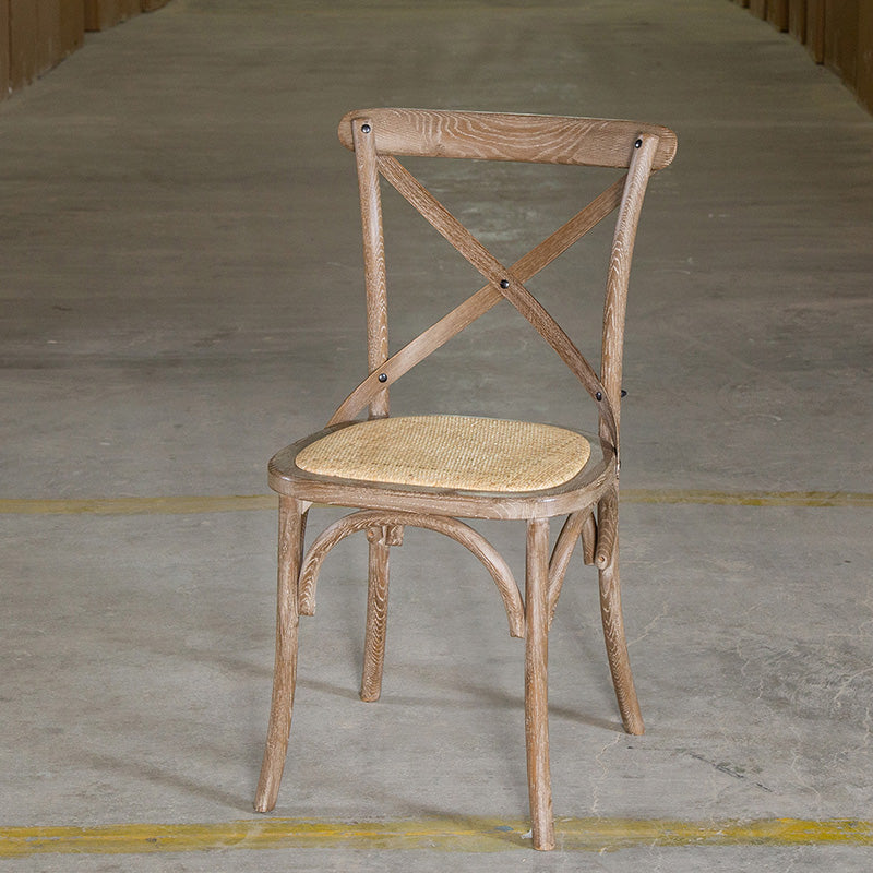 Chaises de salle à manger sans bras en hêtre à dossier croisé en bois courbé de style campagnard