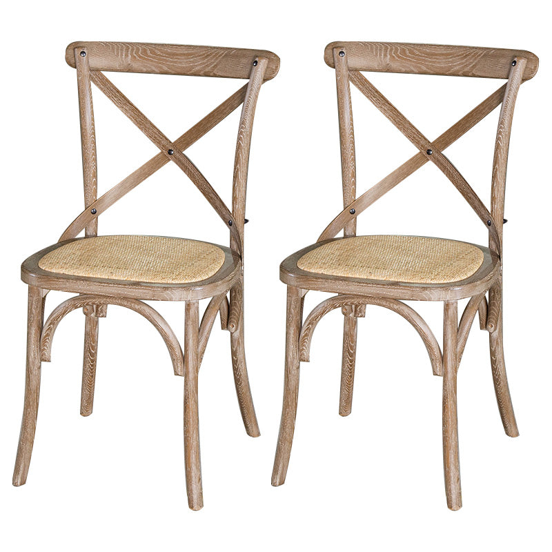 Chaises de salle à manger sans bras en hêtre à dossier croisé en bois courbé de style campagnard