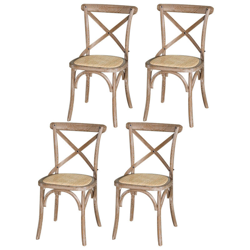 Chaises de salle à manger sans bras en hêtre à dossier croisé en bois courbé de style campagnard