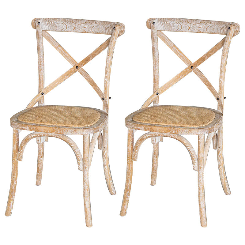 Chaises de salle à manger sans bras en hêtre à dossier croisé en bois courbé de style campagnard
