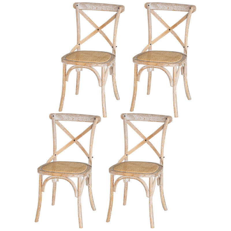 Chaises de salle à manger sans bras en hêtre à dossier croisé en bois courbé de style campagnard
