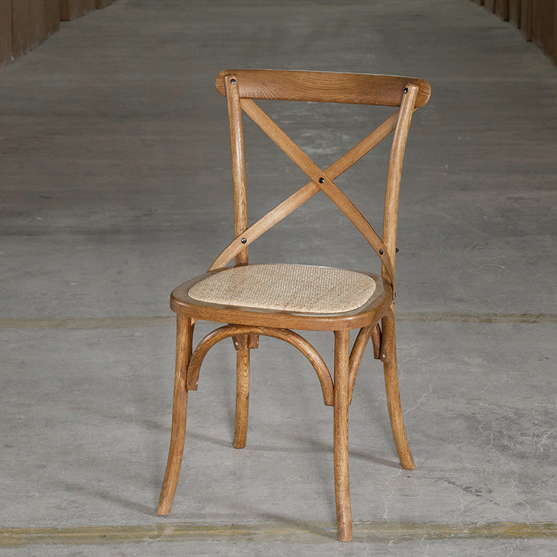 Chaises de salle à manger sans bras en hêtre à dossier croisé en bois courbé de style campagnard