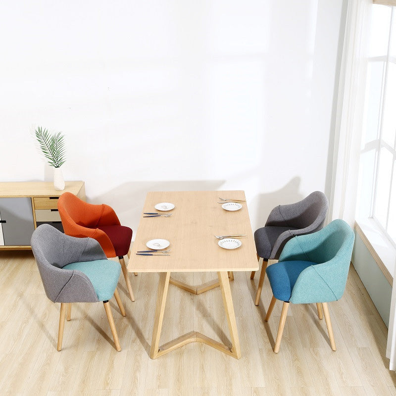Nordic Style Solid Wood Dining Room Chair Upholstered Arm Chair for Home Use