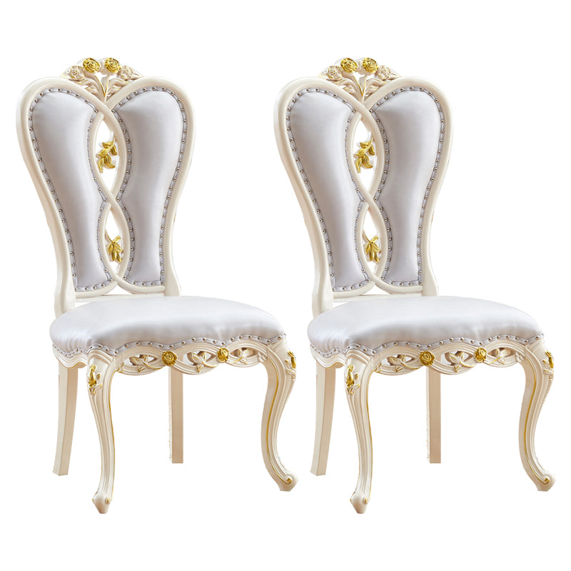 Victorian Style Solid Wood Dining Room Chair Armless Open Back Dining Side Chair for Home Use