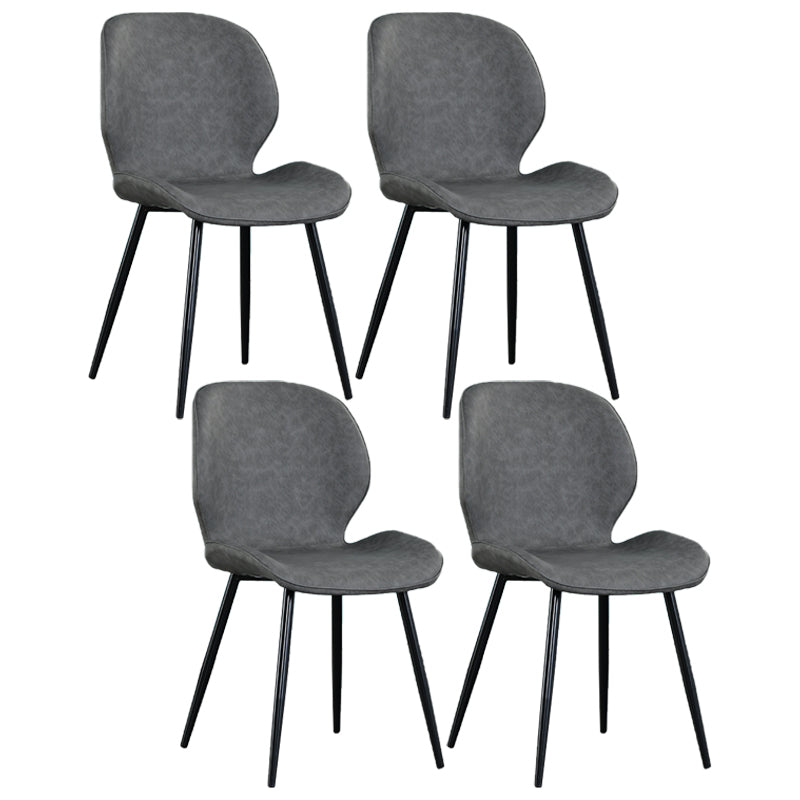 Scandinavian Style Faux Leather Dining Chairs Solid Back Armless Chairs for Home
