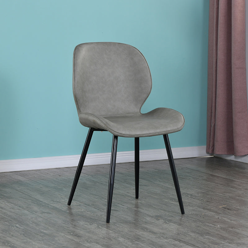 Scandinavian Style Faux Leather Dining Chairs Solid Back Armless Chairs for Home