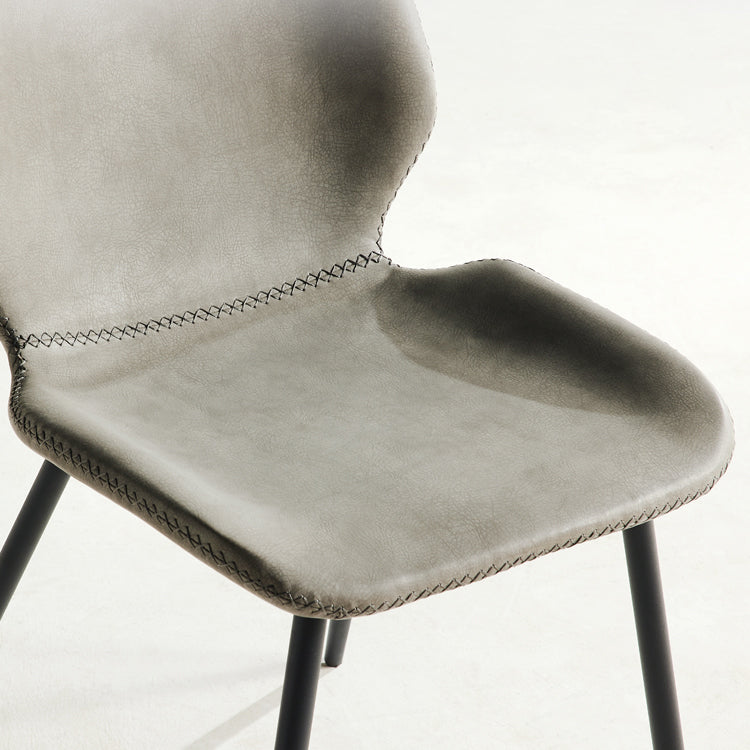 Scandinavian Style Faux Leather Dining Chairs Solid Back Armless Chairs for Home
